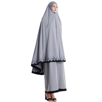 NEU Abaya Gebetskleid 2-Teiler mit Spitze / in 3 Farben erhältlich